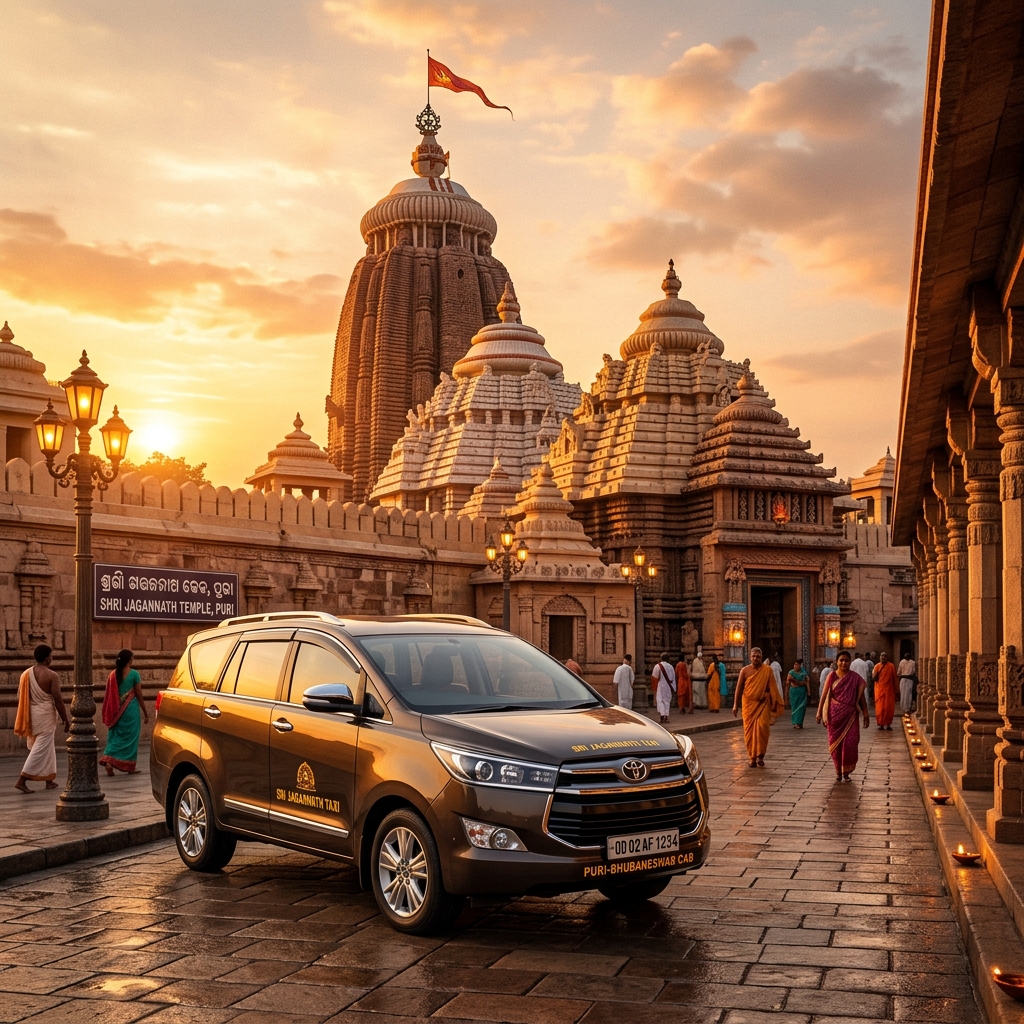 AI Concept: Luxury Taxi at Puri Jagannath Shrine